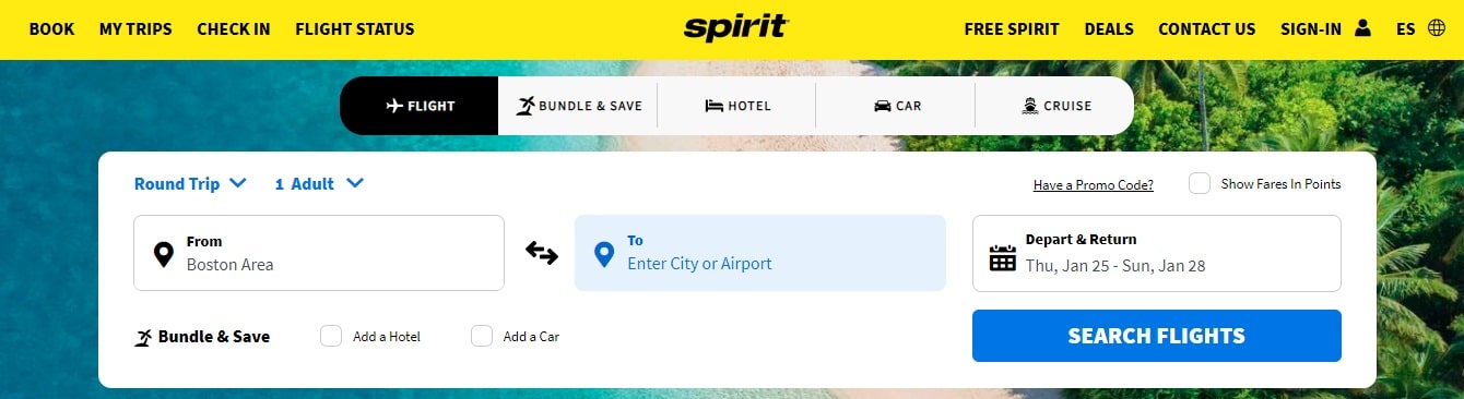Spirit Airlines Manage Bookings